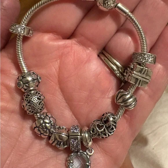 Pandora Silver Charm Bracelet with Blue Accents - Picture 2 of 6